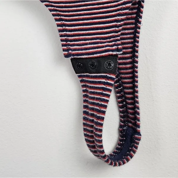 Madewell Long Sleeve Bodysuit Top Crewneck Striped Red Navy White Size M - Image 5