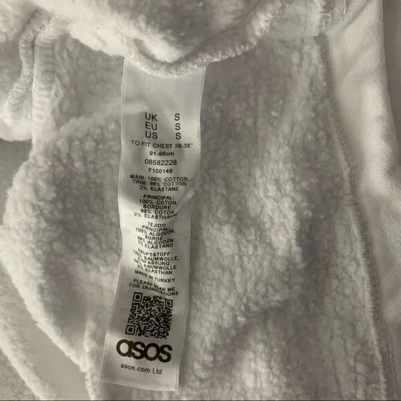 Asos Womens Small‎ White Long Sleeve Crop Sweatshirt Y2K Streetwear - Image 6