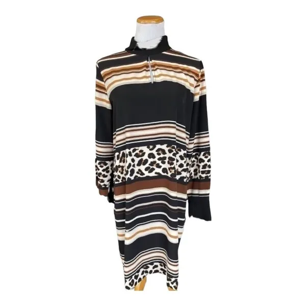 Womens DKNY Mixed Animal Print Leopard Pattern Bodycon Fall Dress - Sz M - Image 2