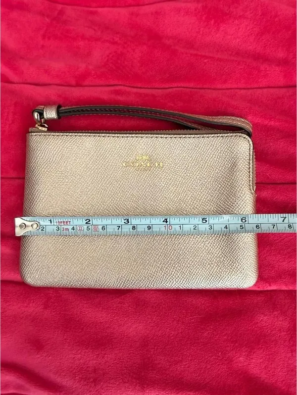 Leather Gold Coach Wristlet - Image 5