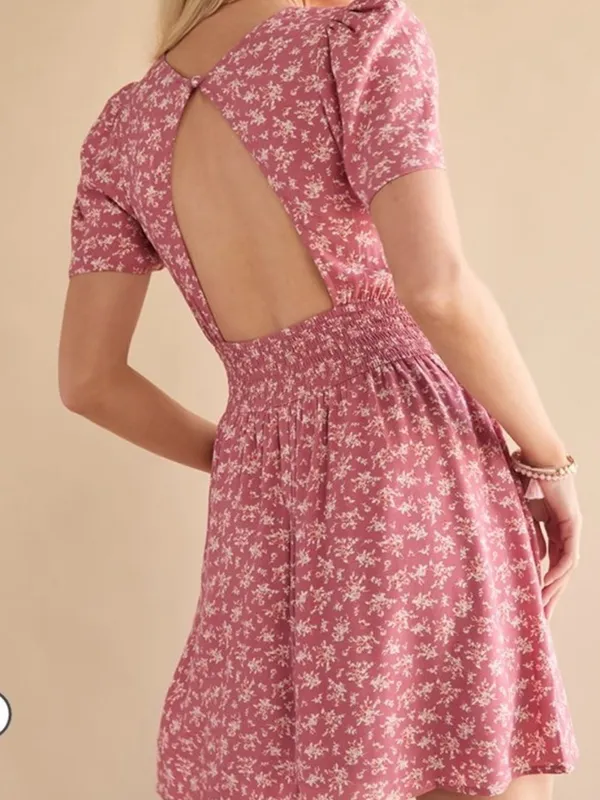 Francesca's Collections Dusty Rose Floral Midi Dress - Image 2