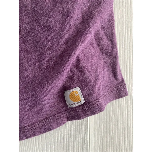 Carhartt Notched V-Neck T-Shirt Womens Size XS Purple Short Sleeve Cotton - Image 3