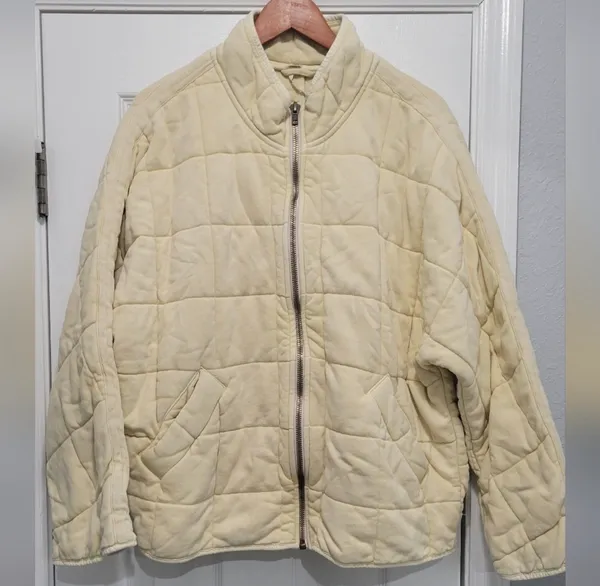 Free People Dolman Quilted Knit Jacket Cream Medium - Image 7