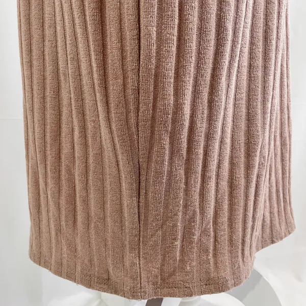 Floret Studios New Twist Open Back Long Sleeve Ribbed Sweater Dress Mocha - Image 15