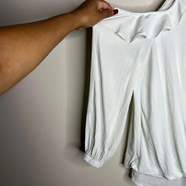 Anthropologie Maeve Mint Cold Shoulder Ruffle Blouse M‎ - Image 5