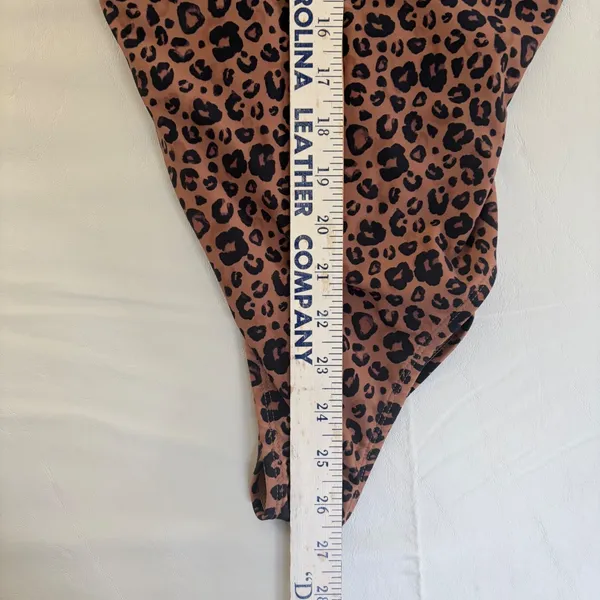 Shade & Shore Leopard‎ Print One Piece Swimsuit V-Neck Keyhole Brown Small 4-6 - Image 4