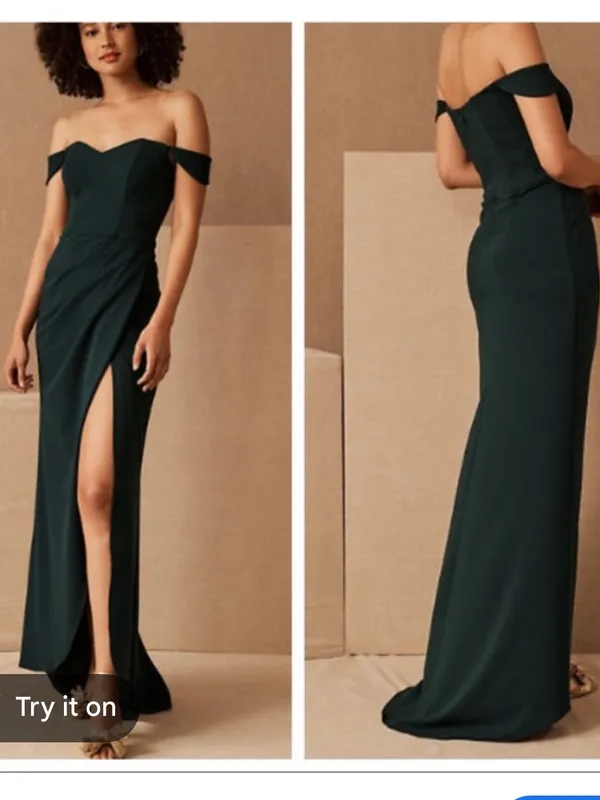 BHLDN Rossi Crepe Emerald Gown - Image 2