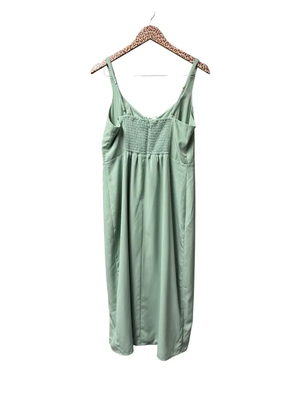 Abercrombie & Fitch Corset Lace-Up Midi Dress Slit Light Green Large Petite - Image 4
