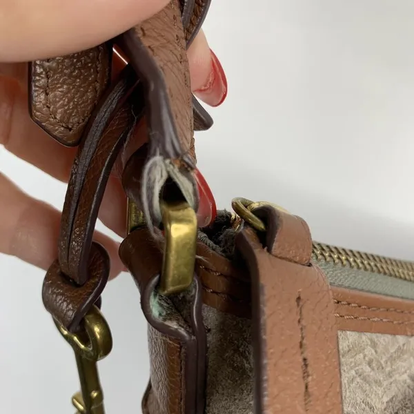 Fossil Leather Crossbody Bag Brown Purse Zippered Pockets Adjustable‎ Travel Bag - Image 6