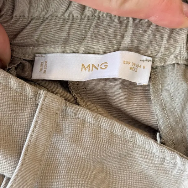 MNG Mango Cargo Pants Woman 6 Beige Wide Leg Lightweight Utility Casual Trousers - Image 6