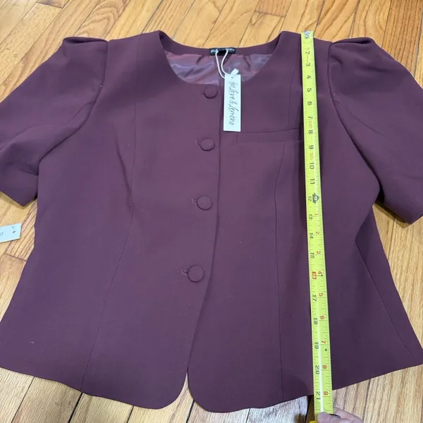 For Love & Lemons NWT Selena‎ Burgundy Short Sleeve Blazer Top Size XL - Image 10