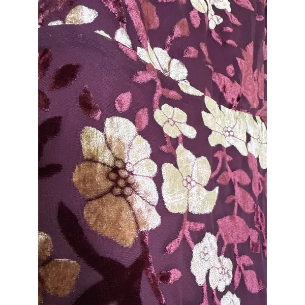 Lulus Effortless Celebration Burgundy Floral Burnout A-Line Dress Resort Small - Image 6