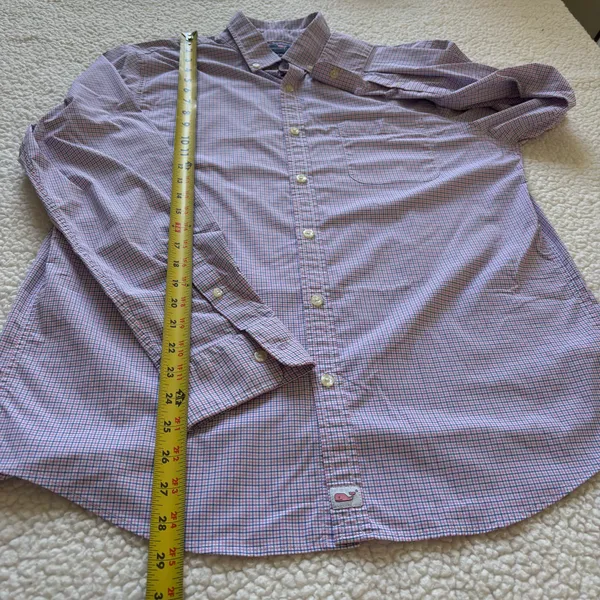 Vineyard Vines Purple White Micro-Gingham Plaid Button Up Classic Preppy coastal - Image 5