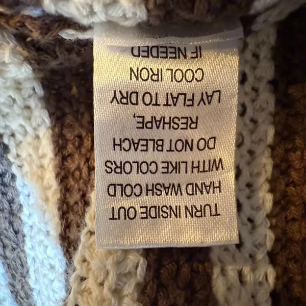 The Workshop Crocheted Midi Dress S Brown Striped Collared Retro Cotton Knit‎ - Image 10