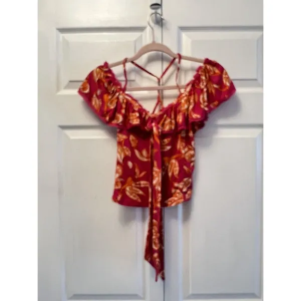 FREE PEOPLE Womens Blouse Cha Cha Stylish Raspberry Pink Size Small‎ OB944888 - Image 2