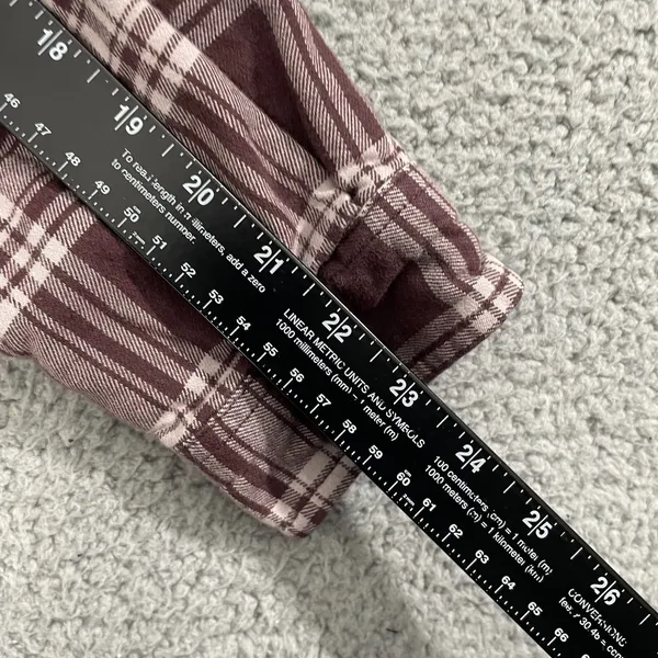 Carhartt Fleece Lined Flannel Shirt Women L Maroon Workwear‎ Button Shacket - Image 9