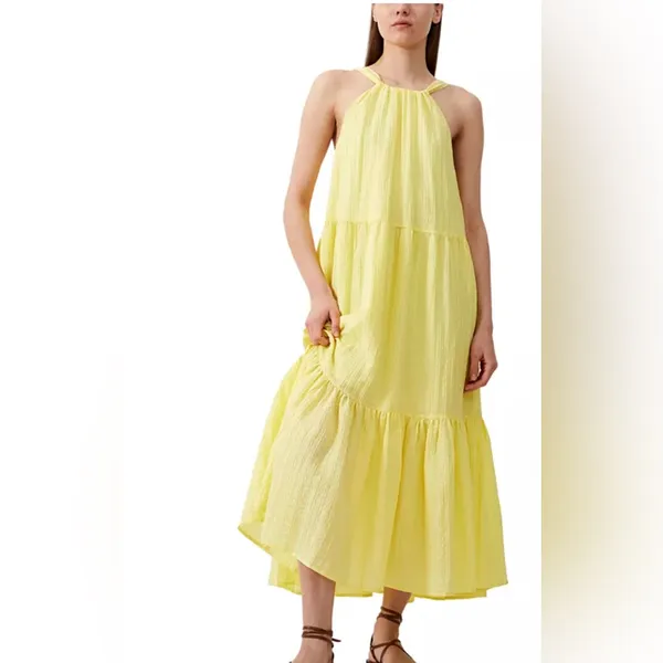NWT french connection aleska textured dress - lemon gelato Large - Image 2