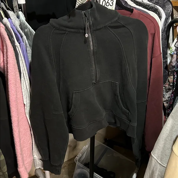 75. Lululemon Scuba Oversized 1/2 Zip Hoodie Black - Image 3