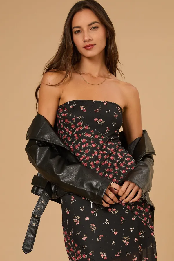  Altar'd State Jasmine Midi Patchwork Strapless Dress - Image 3