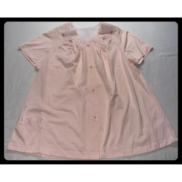Shadowline Pajama Set Womens S Pink Lace Floral Button Front Loungewear - Image 10