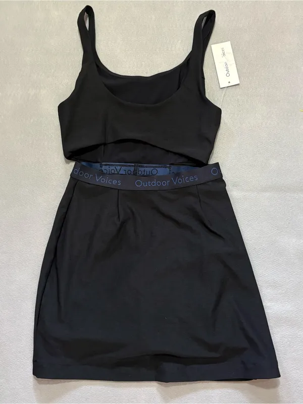 NWT Outdoor Voices Court Dress XS Black Cutout Tennis Skort Preppy Pickleball - Image 13