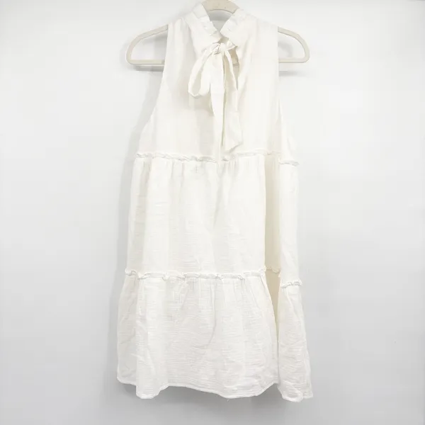 Pomander Place Tuckernuck Womens White Morgan Ruffle Tiered Gauze Mini Dress XL - Image 10