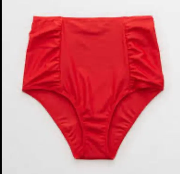 NWT Aerie small cherry red full coverage high waisted bikini bottom - Image 2
