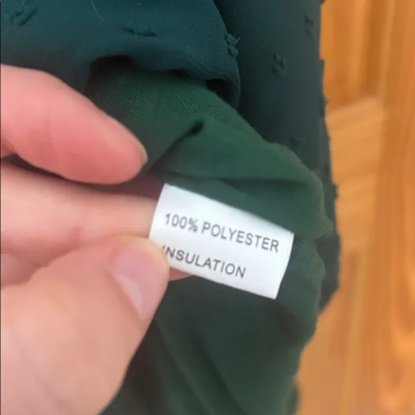 Boutique Brand Faux Wraps Neck Ruffle Swing Dress in Dark Green Size Medium - Image 9