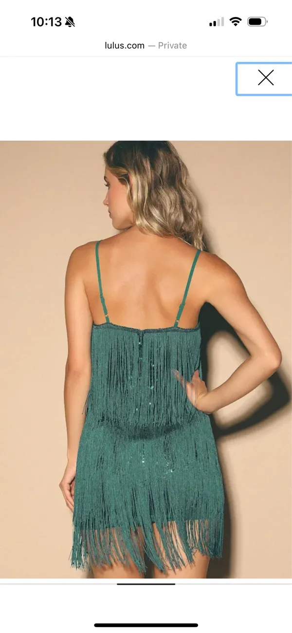 Lulus get in the groove green fringe Dress - Image 2