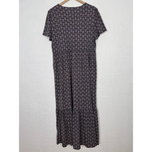 Boden Emma Tiered Jersey Midi Dress French Navy Paisley Heart Size 14 Long - Image 3