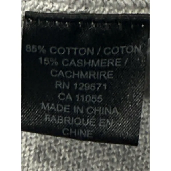Skull Cashmere Womens S Gray V-Neck Pullover Sweatshirt Skull Logo Stripe - Image 3
