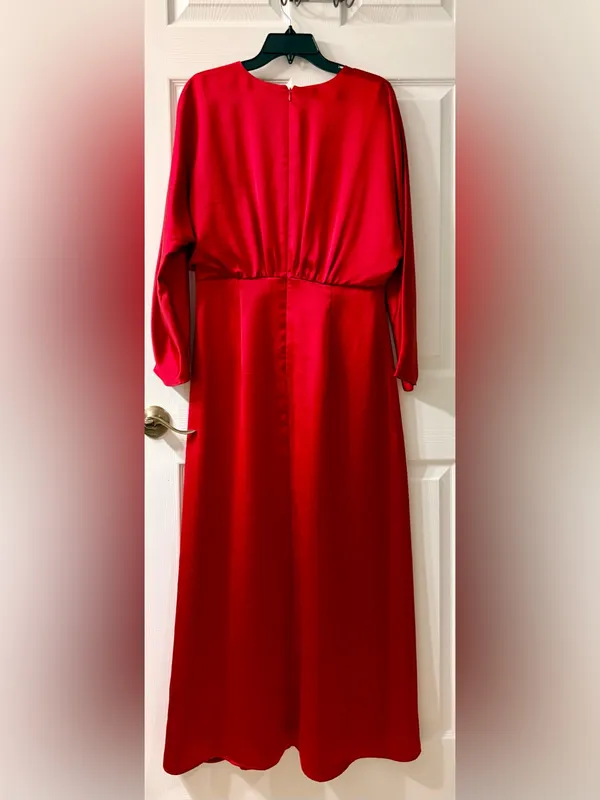 Alex Marie Red Satin V-Neck Women's Dress Size 10 - Image 2