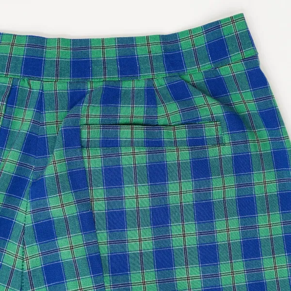 Vintage High Waisted Blue Green Plaid Shorts - Image 7