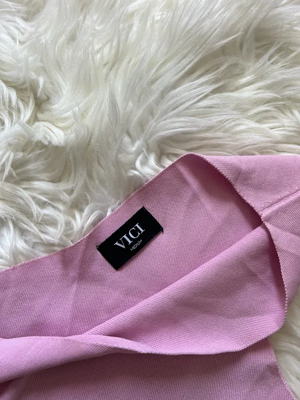 Vici One-Shoulder Mauve Pink Dress with Waist Tie Size Medium - Image 3