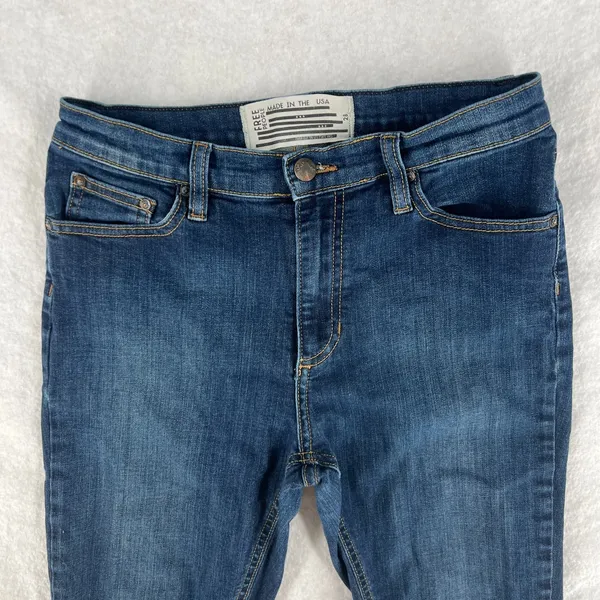 Free People Jeans Womens 28 Blue Medium‎ Wash Denim Cotton Stretch Skinny Leg - Image 3