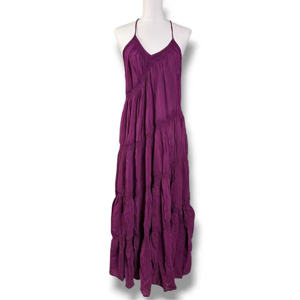Free People Bohemian Witchy Horizon Coast Maxi Dress Dark Plum Large NWT - Image 4