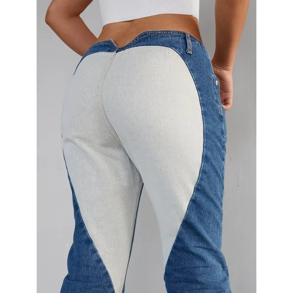 Revice Denim Venus Heart Jeans Two Tone High Rise Straight Leg Blue Cream 27 - Image 2