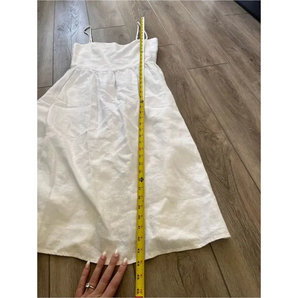 Reformation Olivia Linen Midi Dress White Size 6 - Image 13