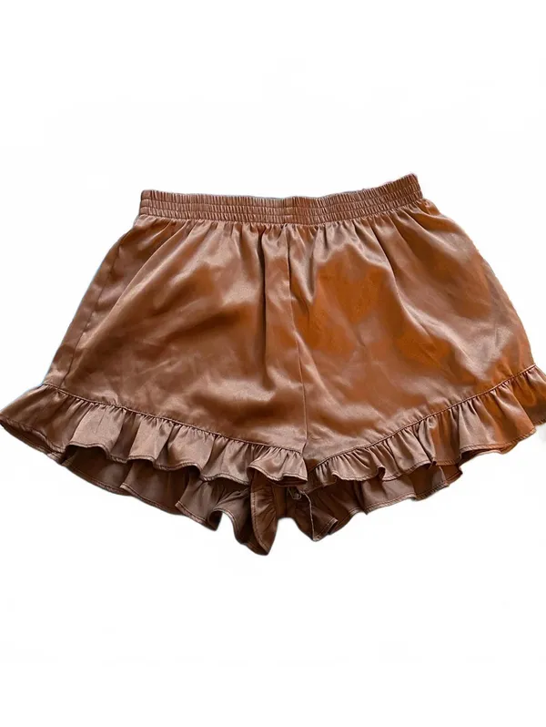 Nasty Gal Brown Ruffle‑Hem Casual Shorts Women’s 6 - Image 2
