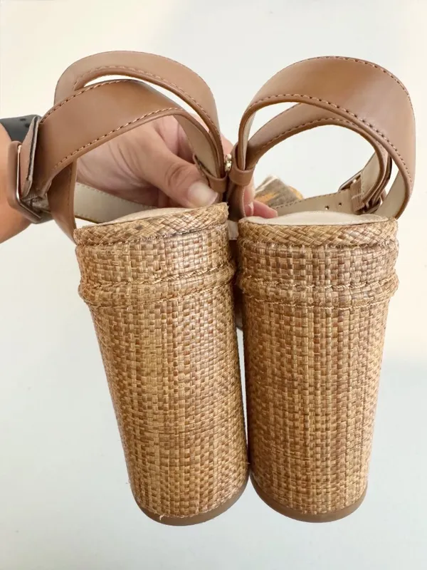 Sam Edelman Theresa Sandals Size 8 Gray Linen Multi‎ Strap Platform Vacation - Image 12