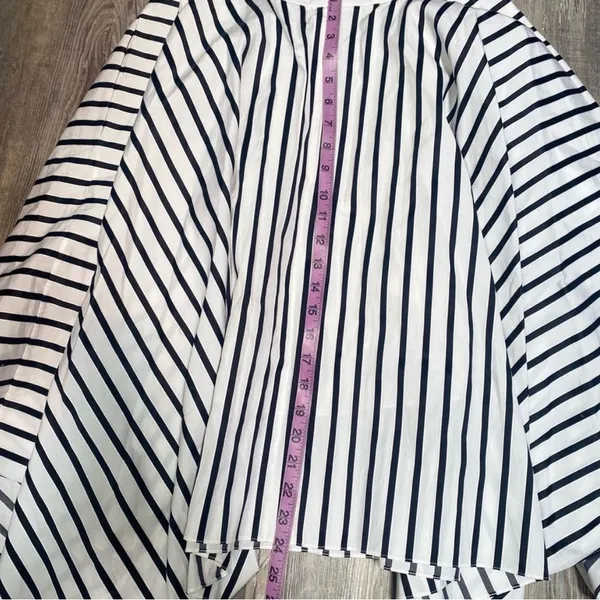 Adam Lippes Stripe Asymmetrical A-line Handkerchief Hem Midi Black Skirt sz 6 - Image 8