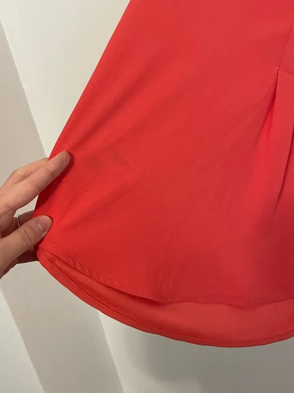 ANN TAYLOR Matte Jersey Shell Coral Split Neck Mixed Media Sleeveless Tank Top S - Image 16