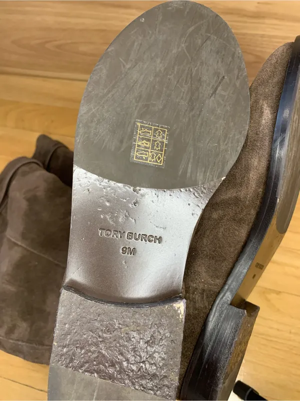 Tory Burch Brown T Lock Suede Riding Boots - Size 9 - Image 7