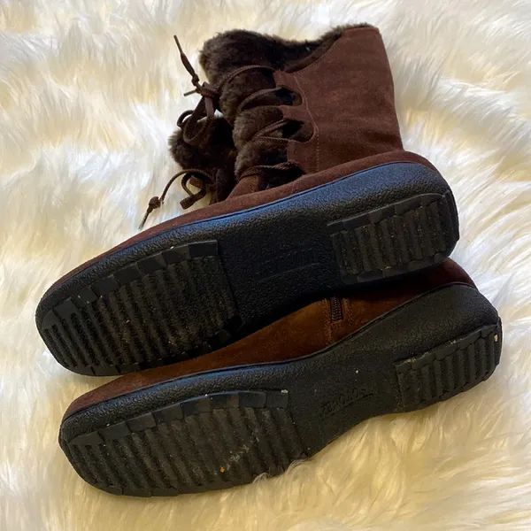 Isotoner Brown Faux Fur Brown Winter Snow Boots - Image 4