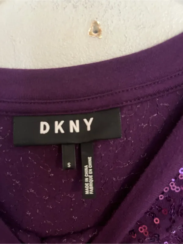 DKNY‎ Purple Sequin Short-Sleeve Tee - Image 3