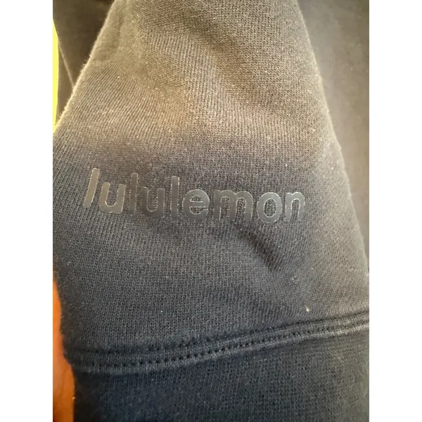 Lululemon Relaxed Cropped Crewneck Sweatshirt Navy Blue Fleece Pullover 3915 - Image 4