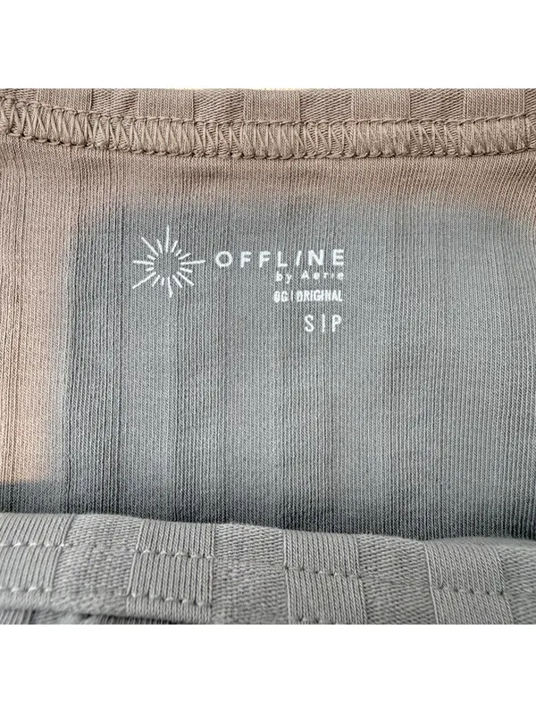 Offline Aerie Women's Small Petite Ribbed Crop Tank Gray Stretch - Image 4