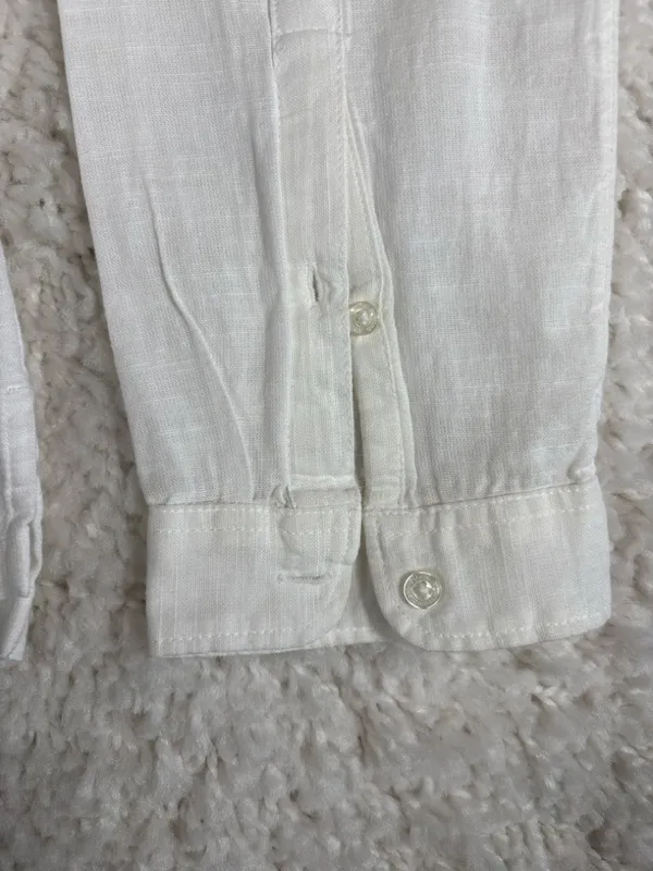 Abercrombie & Fitch White 100% Cotton Lace Up Peasant Blouse Size M - Image 5