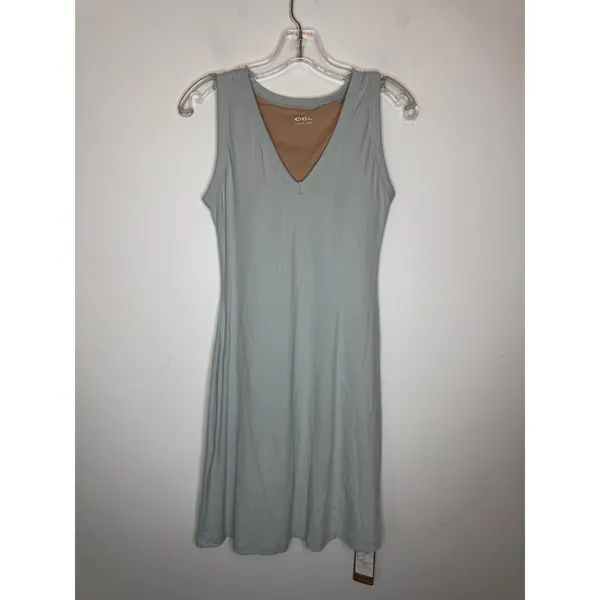 OGL Eco SkinKiss Light Blue Draped Neck Midi Tank Dress Small S Brami - Image 2