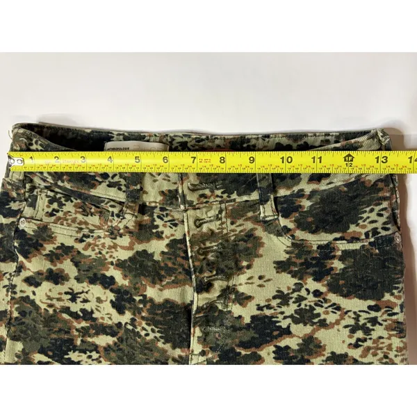 Anthropologie Pilcro High Rise Skinny Corduroy Pants Floral Camo Green Brown 29 - Image 5